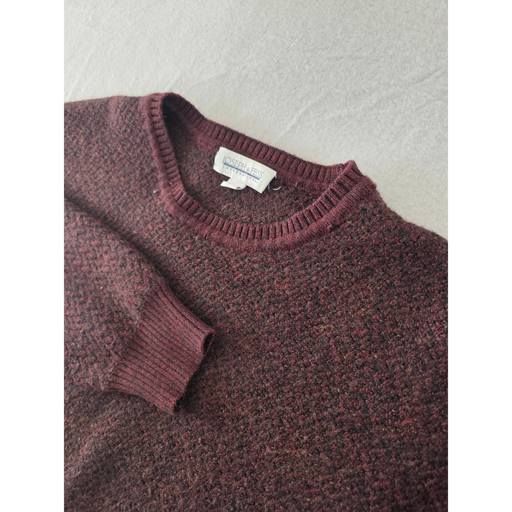 Joseph & Feiss Mens XXL Burgundy Marl Knit Crewneck Sweater Long Sleeve Ribbed